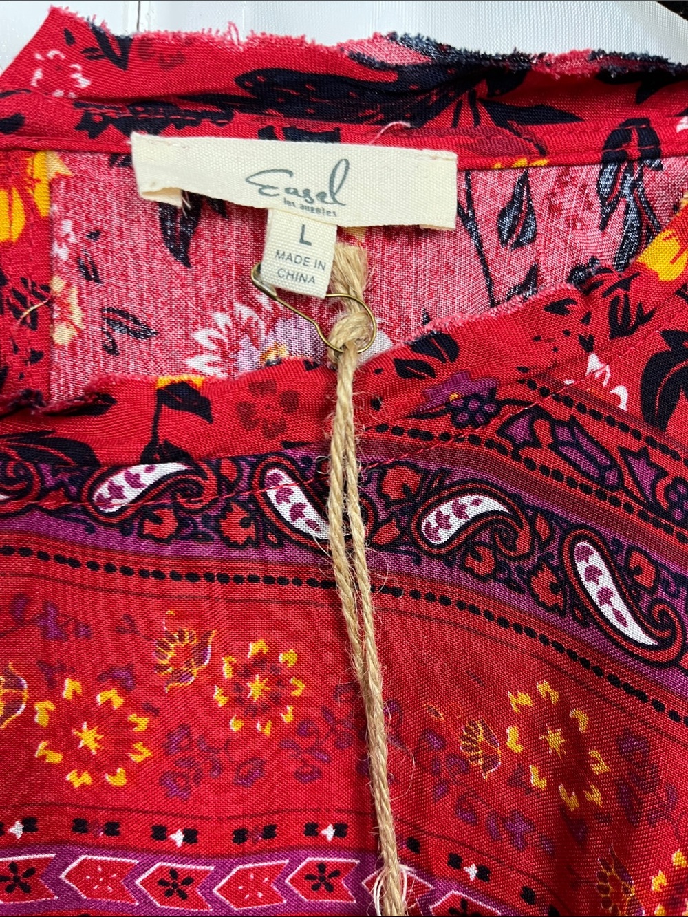 Easel The Perfect Escape Womens Tunic L Red White Floral Babydoll 1/2 Sleeve NWT - Picture 3 of 11
